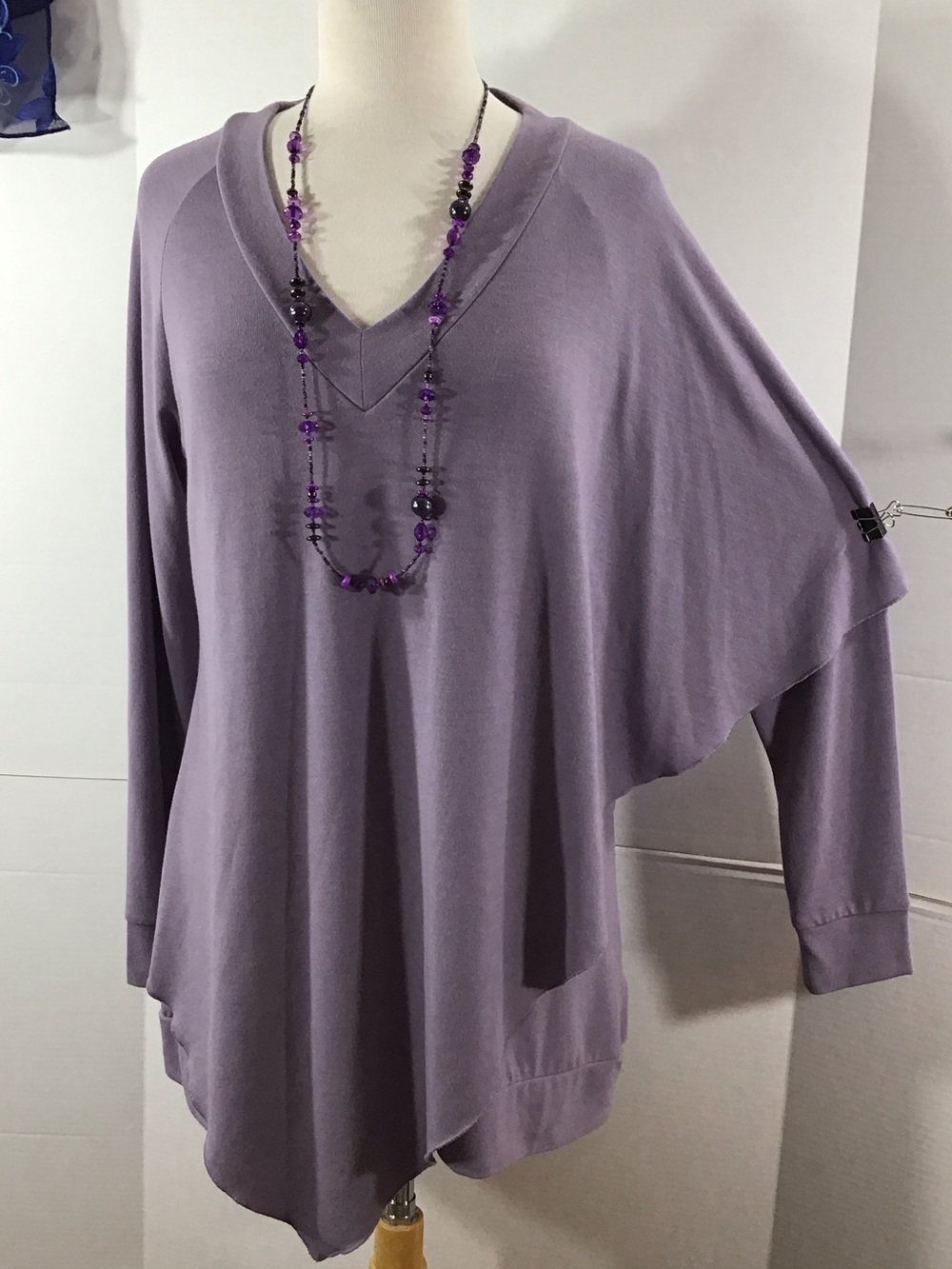 Soft Surroundings V-Neck Asymmetric Layered tunic Top - Lavender S